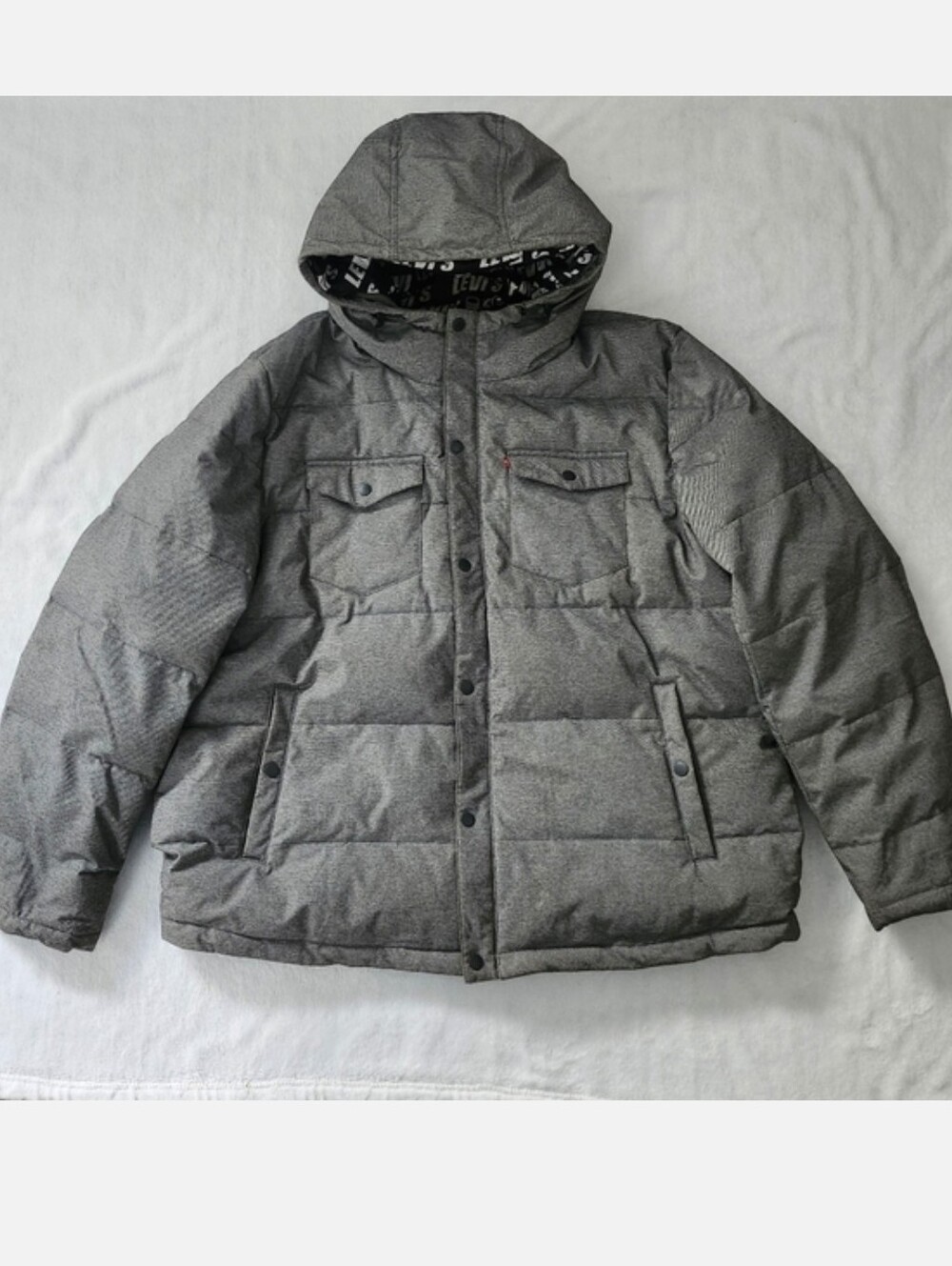 LEVI'S Men’s XXL Gray‎ Hooded Winter Parka Puffer Coat Jacket Quilted Outerwear